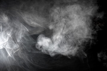 Texture of gray smoke on black background
