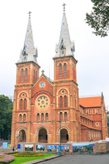 Fototapeta na wymiar Landscape photo: Notre Dame Cathedral, Ho Chi Minh City (Viet Nam)