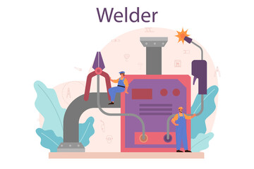Welder and welding service concept. Professional welder