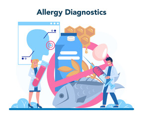 Allergist. Allergy diagnostic, disease with allergy symptom, medical allergology