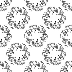 Seamless pattern with Stylized flower, mandala . Hexagonal pattern, decorative elements. Black and white vector