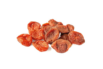 bunch of dried apricots isolated on white