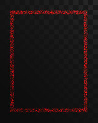 Vector red frame. Shining rectangle banner. Isolated on black transparent background. Elements for banner, design, logo, card, web, invitation, business, party. Vector illustration, eps 10.