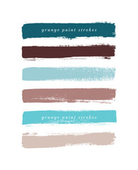 Colorful vintage art brush paint texture stripes set isolated vector background. Watercolor beautiful strokes set.