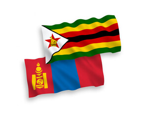 Flags of Mongolia and Zimbabwe on a white background