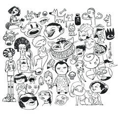 doodle style characters series set, hand draw sketch, doodle style, isolated vector illustration.