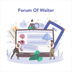 Waiter online service or platform. Restaurant staff in the uniform