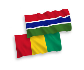 Flags of Guinea and Republic of Gambia on a white background
