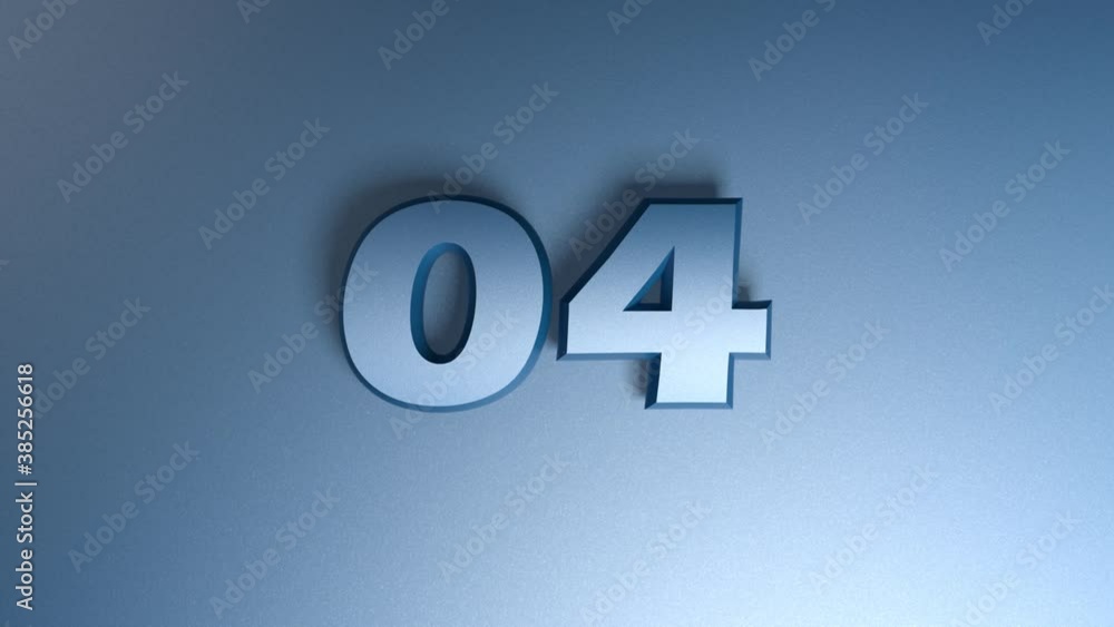 Poster the number 04 is on a blue glossy surface and two horizontal bars go from one side to the other and 