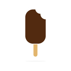 Ice cream bite icon. Chocolate bitten ice silhouette isolated on the white background