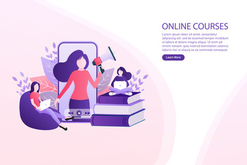 Abstract online courses people for concept design. Abstract illustration. Infographics business concept. Vector illustration.