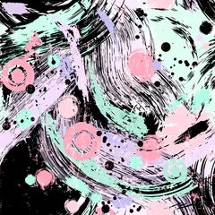 Gordijnen seamless abstract background pattern, illustration with circles, waves, paint strokes and splashes © Kirsten Hinte