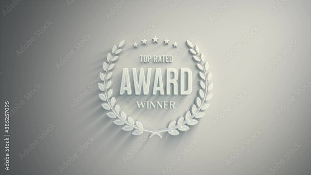 Poster awards quality seal laurel leaves intro animation/ 4k animation of a design palm awards with laurel 