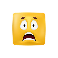 Fototapeta premium Emotional square shape. Basic geometrical figure with scared facial expression. Vector illustration of a yellow emoticon isolated on a white background