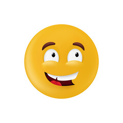 Emotional round shape. Basic geometrical figure with smiling facial expression. Vector illustration of a yellow emoticon isolated on a white background