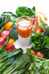 ジューサーと野菜果物の集合写真