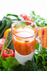 ジューサーと野菜果物の集合写真