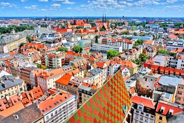Fototapeta na wymiar Panorama Wrocławia z góry