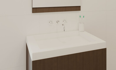Bathroom interior bathtub. 3D rendering.