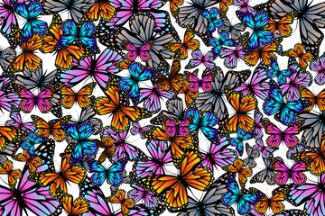 Fototapeta na wymiar Horizontal background with butterflies. Vector illustration