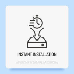 Instant installation game on console. Thin line icon. Vector illustration.