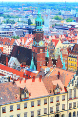 Naklejka na ściany i meble Panorama Wrocławia z góry
