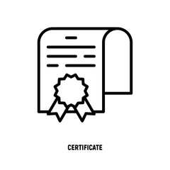 Certificate thin line icon. Diploma, graduation, professional qualification. Vector illustration.