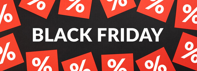Black Friday sale horizontal banner or header website.