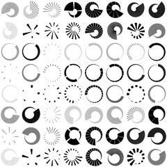 Fototapeta premium Set of Circular radial, radiating lines, beams, rays. Geometric circle vector illustration. Cyclic loop concentric pattern