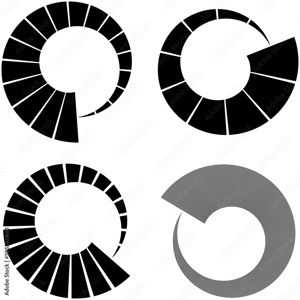 Fototapete set of circular radial, radiating lines, beams, rays. geometric circle vector illustration. cyclic l
