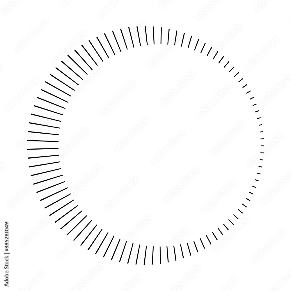 Fototapete circular radial, radiating lines, beams, rays. geometric circle vector illustration. cyclic loop con