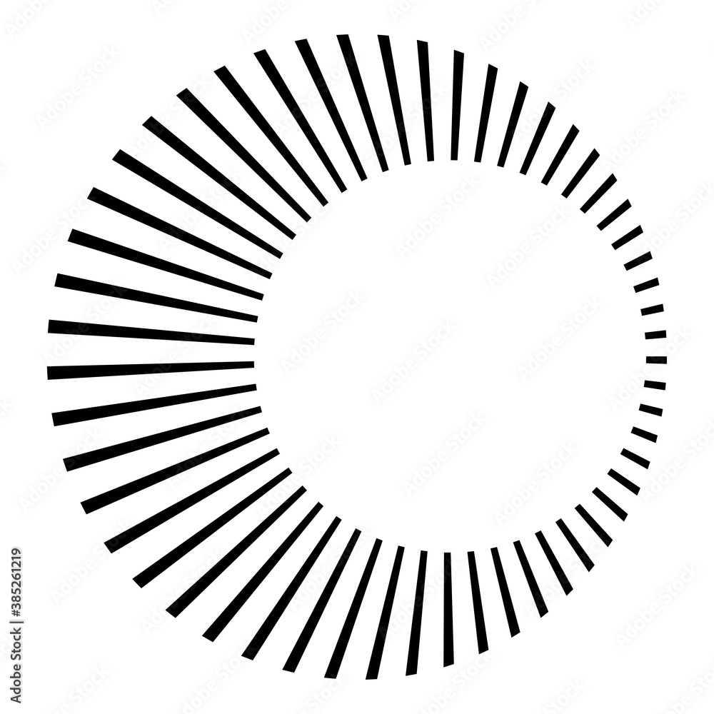 Poster circular radial, radiating lines, beams, rays. geometric circle vector illustration. cyclic loop con