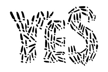 Yes sign with exclamation points concept. Grunge hand drawn style