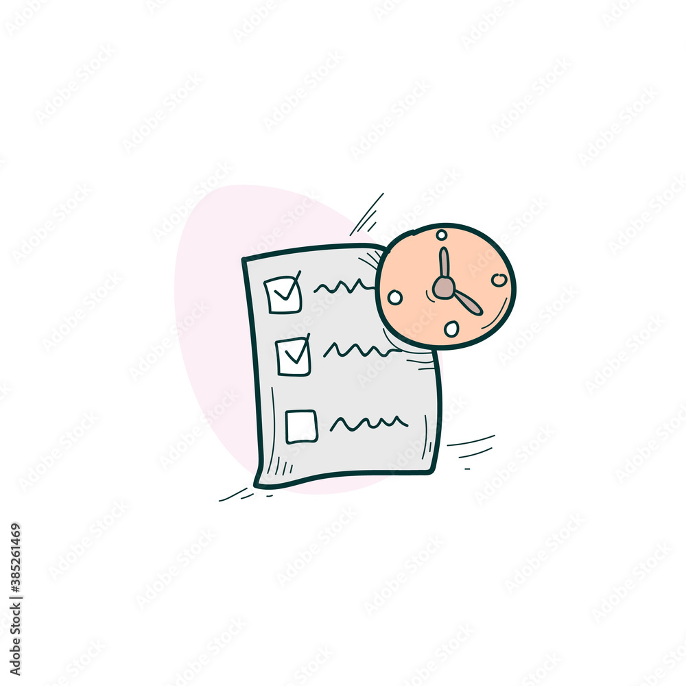 Poster planning day color icon. hand drawing sketch.creating a daily task checklist.list of duties, planner