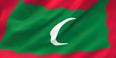 Obraz premium National Fabric Wave Closeup Flag of Maldives