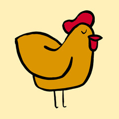 Bird, chicken cute cartoon hand drawn vector doodle illustration. Isolated on background. Easy to change color. Funny easter bird. Little chick. Easter holiday design element, art. Cute animal