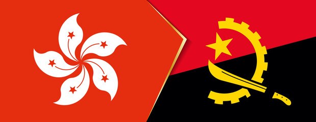 Hong Kong and Angola flags, two vector flags.