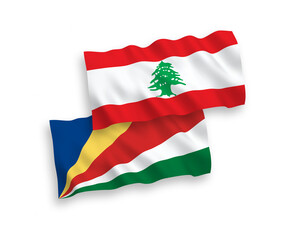 Fototapeta premium Flags of Lebanon and Seychelles on a white background