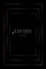 Black friday sale card in gold frame