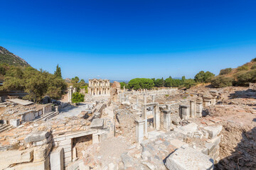 Celsius Library ruins in ancient city Ephesus (Efes), Selcuk, Izmir, Turkey.