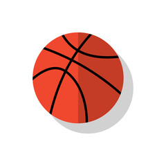 Basketball ball colored icon on white background with shadow. Back to school. School theme. Vector EPS10