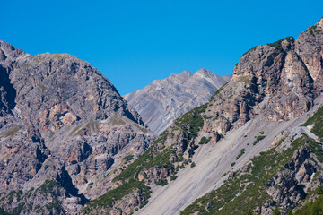 View from the top of a mountain, Livigno, Italy. 
