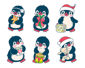 Funny cartoon penguins