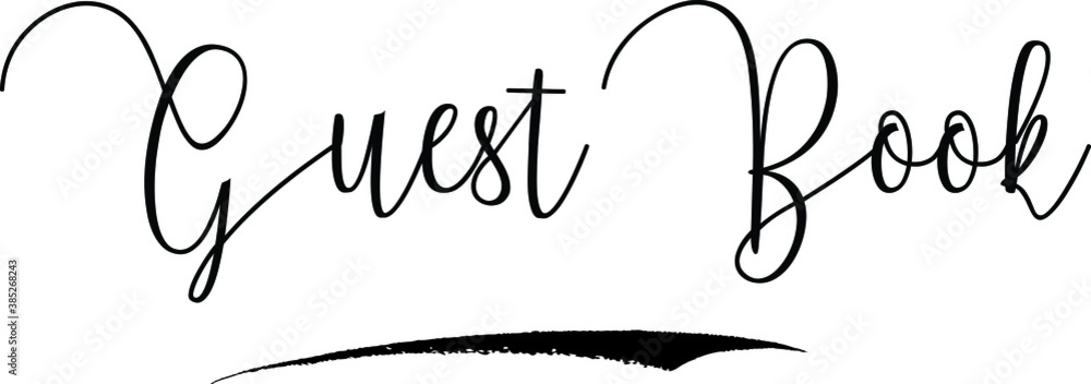 Poster guest book cursive calligraphy text black color text on white background