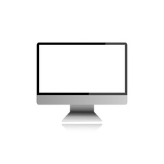 Realistic monitor icon on white background with shadow Gray monitor for work and play. Vector EPS10.