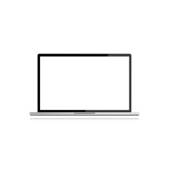 Realistic laptop icon on white background with shadow. Gray laptop for work and play Vector EPS10