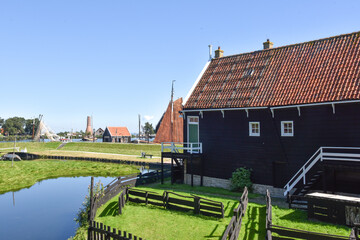 Typical Dutch landscape in the historic town of Enkhuizen, the Netherlands.