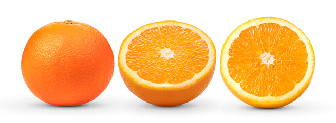 Ripe orange on white background