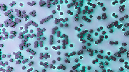 Abstract futuristic background. Lots of chaotic glowing elements.