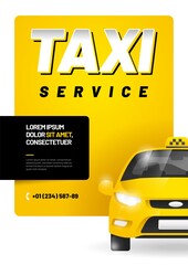 Vector layout with taxi car. Design for advertising a taxi service. Adapt for poster, flyer, banner or social media.